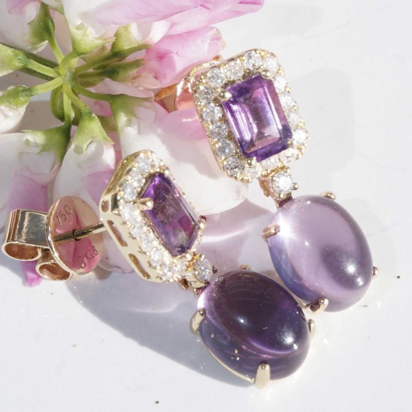Amethyst Brilliant Earrings 4.60 ct 0.40 ct ....Color Purple to fall in Love